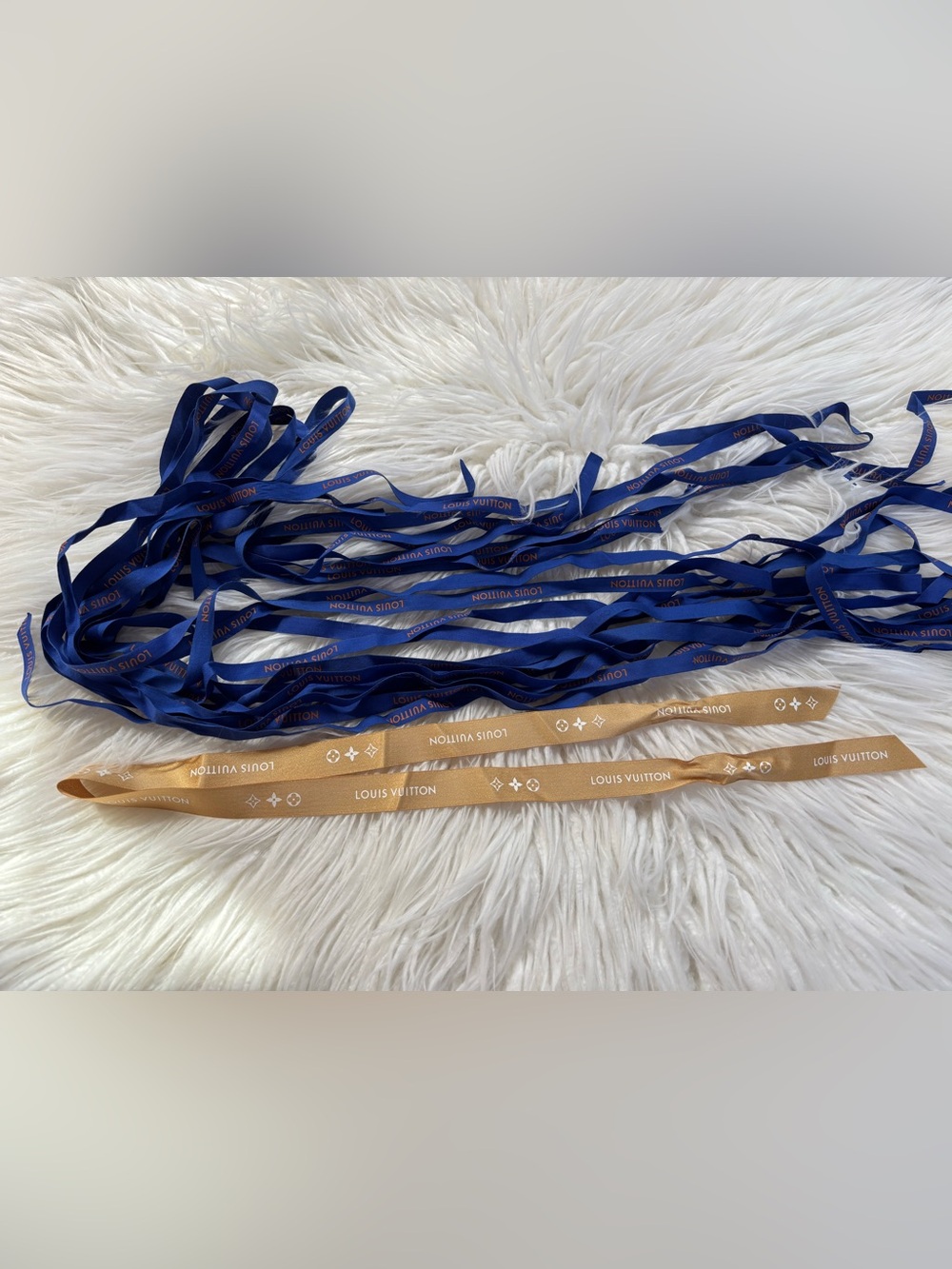 Authentic Louis Vuitton Blue and Gold Ribbons